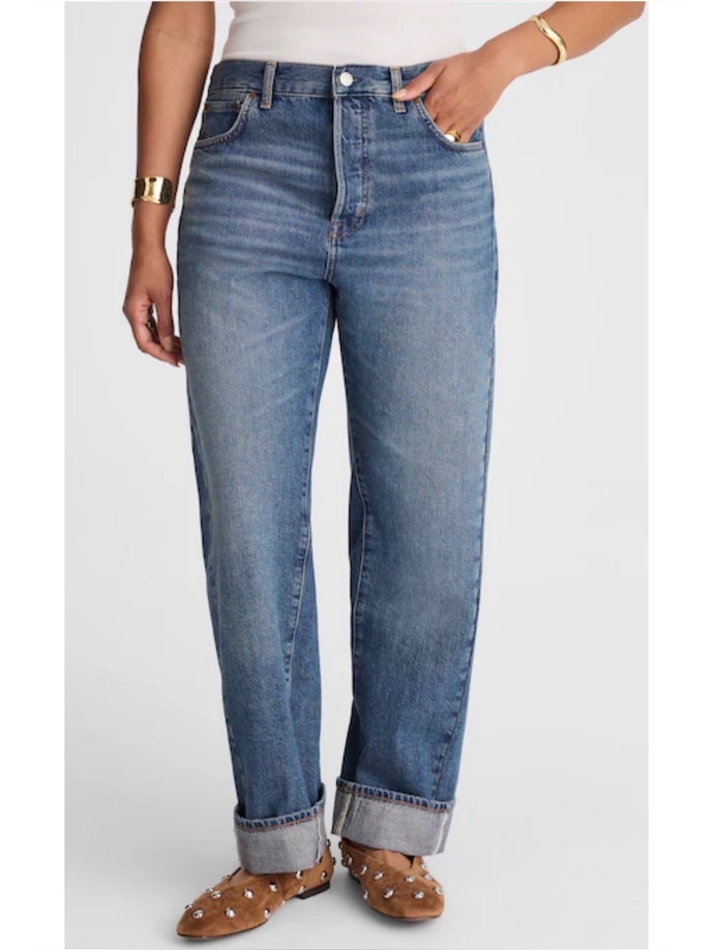 Madewell Curvy Pieced Barrel-Leg Jeans Size 26 Petite Relaxed Fit Button Fly NWT